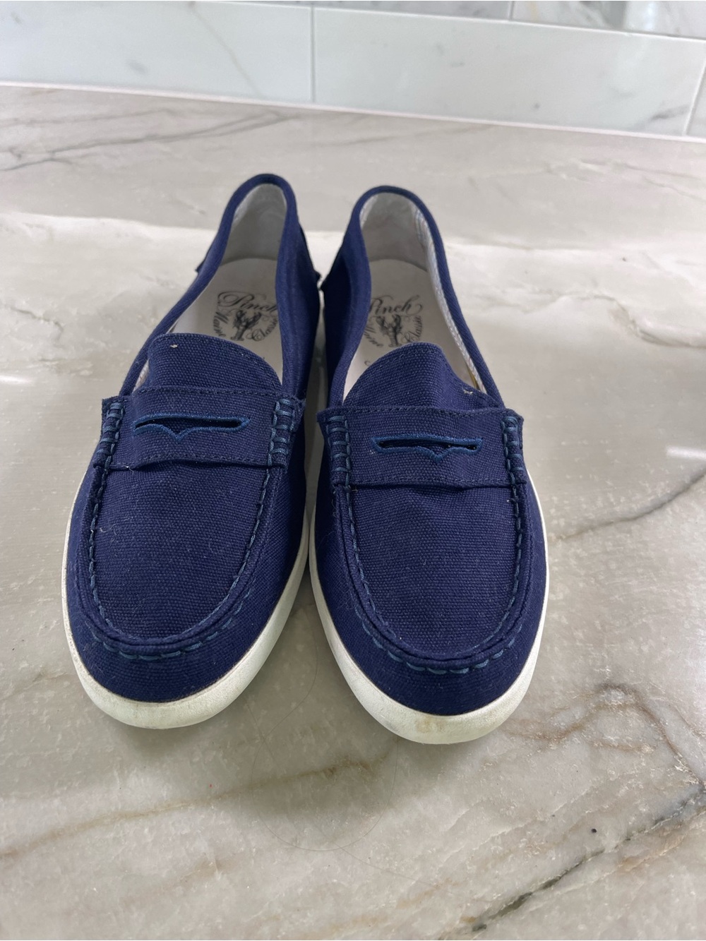 Cole Haan Navy Canvas Women's Slip-On Loafers